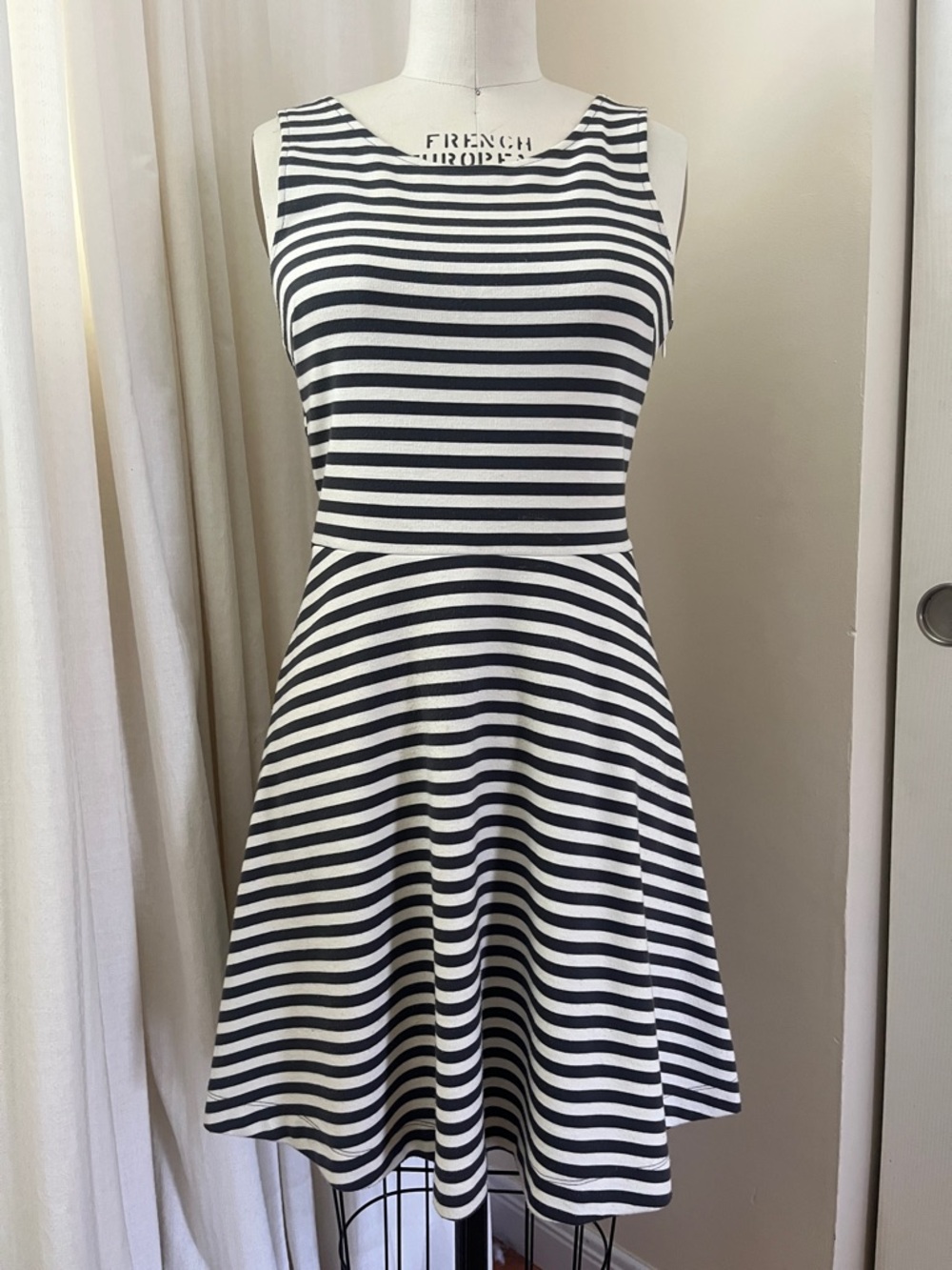 American Eagle Outfitters Black and White Striped Sleeveless Mini Dress